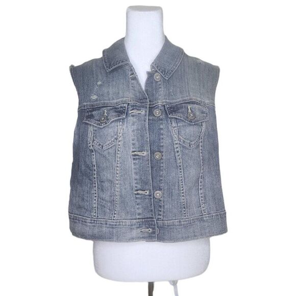 Torrid Sleeveless Denim Button Down Vest Womens Size 0 XL Blue - Picture 1 of 8